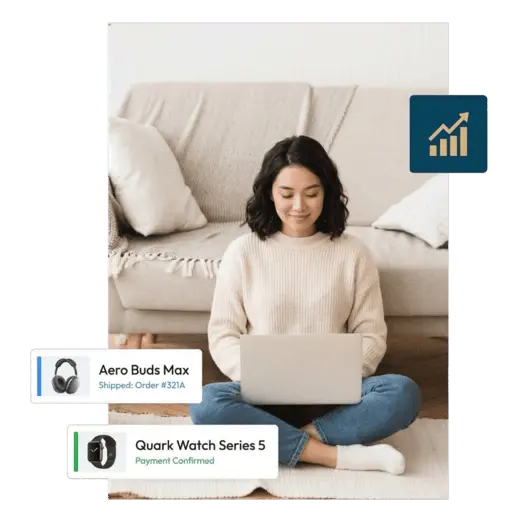 Business owner receiving online enquiries and sales notifications on laptop